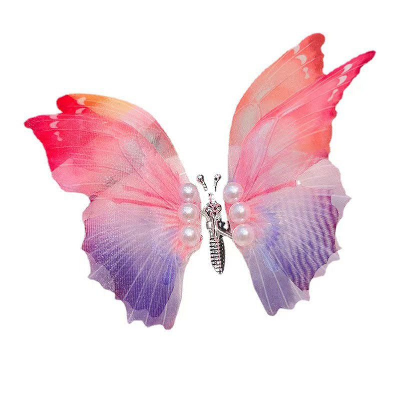 Niños al por mayor Clips de plástico para el cabello de mariposa para niños de doble capa
